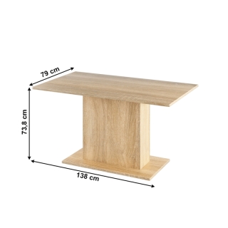 Jedálenský stôl, dub sonoma, 138x79 cm, OLYMPA obr-2