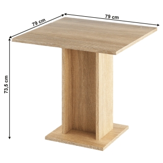 Jedálenský stôl, dub sonoma, 79x79 cm, EUGO obr-2