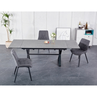 Jedálenský rozkladací stôl, sivá/čierna, 160-240x90x76 cm, LUXOL obr-2