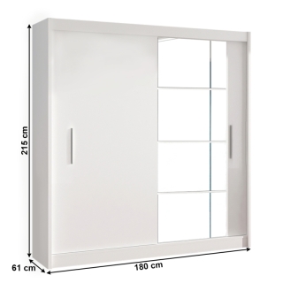 Skriňa s posuvnými dverami, biela, 180x215, LOW obr-4