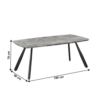 Jedálenský stôl, betón/čierna, 180x90 cm, ADELON obr-1