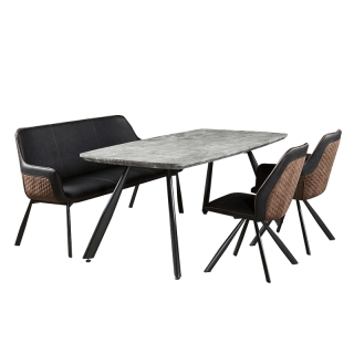 Jedálenský stôl, betón/čierna, 180x90 cm, ADELON obr-2