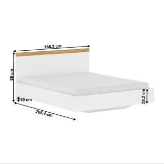 Manželská posteľ, 160x200, biela/dub wotan, VILGO obr-1
