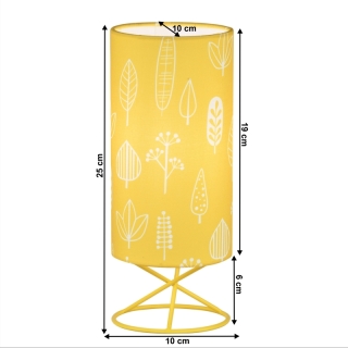 Stolná lampa, kov/žlté textilné tienidlo, AVAM obr-1