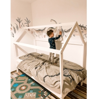 Montessori posteľ, biela, borovicové drevo, IMPRES obr-1