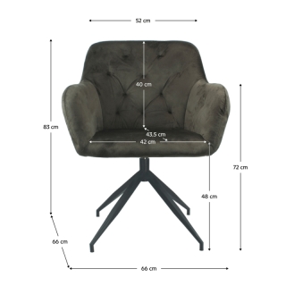 Otočná stolička, hnedá Velvet látka/čierna, VELEZA NEW obr-4