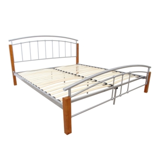 Manželská posteľ, drevo jelša/strieborný kov, 160x200, MIRELA obr-3
