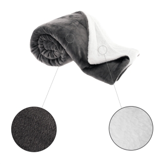 Obojstranná baránková deka, sivohnedá taupe/biela, 150x200cm, ABELE obr-2
