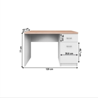 PC stôl 1D1S, biela/dub sonoma, TOPTY TYP 09 obr-1