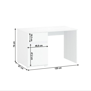 PC stôl 1D1S/120, biely lesk, LINDY obr-3