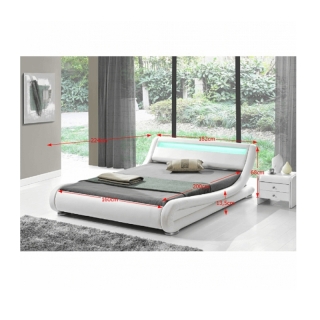 Moderná posteľ s RGB LED osvetlením, biela, 160x200, FILIDA obr-1