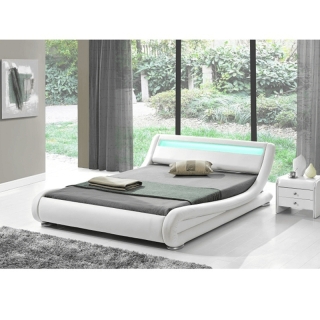 Moderná posteľ s RGB LED osvetlením, biela, 160x200, FILIDA obr-2