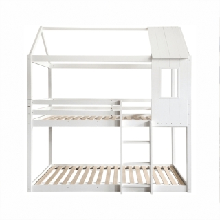 Montessori poschodová posteľ, biela, 90x200, ATRISA obr-1