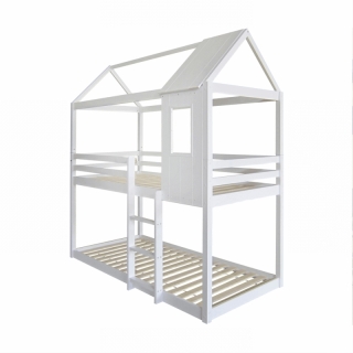 Montessori poschodová posteľ, biela, 90x200, ATRISA obr-3