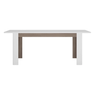Jedálenský rozkladací stôl, biela extra vysoký lesk HG/dub sonoma tmavý truflový, 160-200x90 cm, LYNATET TYP 75 obr-2