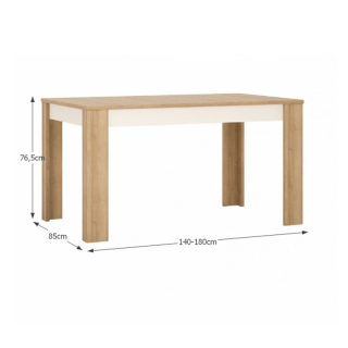 Jedálenský stôl LYOT03, rozkladací, dub riviera/biela s extra vysokým leskom, 140-180x85 cm, LEONARDO obr-2