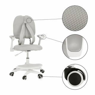 Rastúca stolička s podnožou a trakmi, sivá/biela, ANAIS obr-1