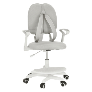 Rastúca stolička s podnožou a trakmi, sivá/biela, ANAIS obr-3