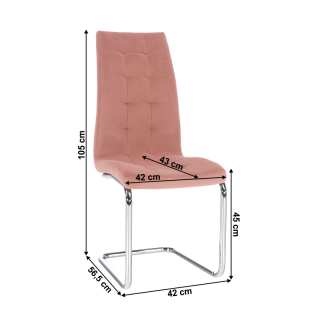 Jedálenská stolička, ružová Velvet látka/chróm, SALOMA NEW obr-3