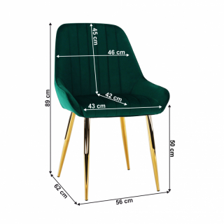 Jedálenská stolička, smaragdová/gold chróm-zlatý, PERLIA obr-2