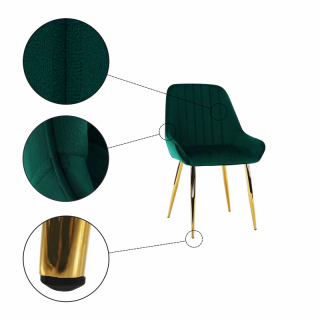 Jedálenská stolička, smaragdová/gold chróm-zlatý, PERLIA obr-3