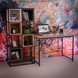 Písací stôl, dub/čierna, 100x60 cm, MELLORA obr-1
