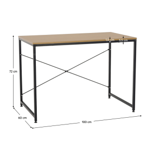 Písací stôl, dub/čierna, 100x60 cm, MELLORA obr-2