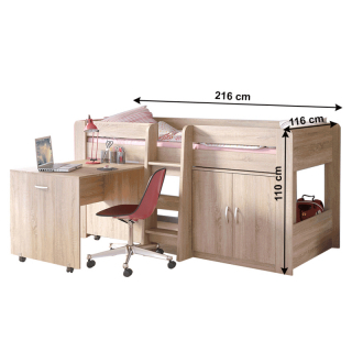Kombinovaná posteľ do detskej izby, dub sonoma, FANY obr-2