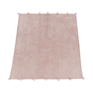 TEMPO-KONDELA LUANG, plyšová deka s brmbolcami, púdrová ružová, 150x200 cm obr-1