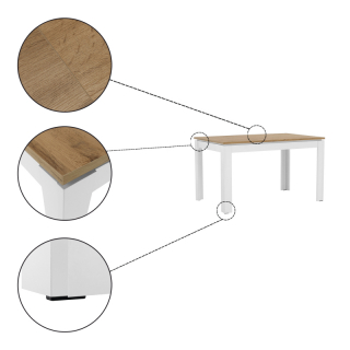 Rozkladací stôl, biela/dub wotan 135-184x86 cm, VILGO obr-2