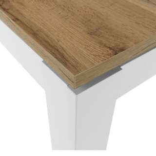 Rozkladací stôl, biela/dub wotan 135-184x86 cm, VILGO obr-4