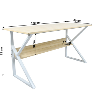 Písací stôl s policou, dub prírodný/biela, TARCAL 100 obr-1