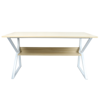 Písací stôl s policou, dub prírodný/biela, TARCAL 100 obr-2