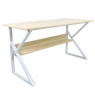 Písací stôl s policou, dub prírodný/biela, TARCAL 100 obr-3