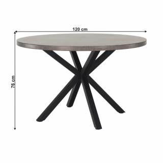 Jedálenský stôl, betón/čierna, priemer 120 cm, MEDOR obr-1