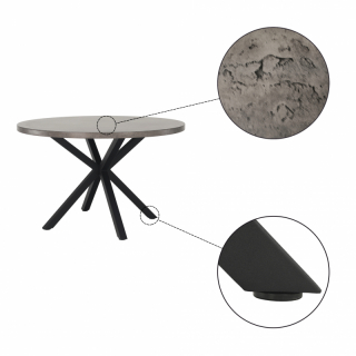 Jedálenský stôl, betón/čierna, priemer 120 cm, MEDOR obr-2
