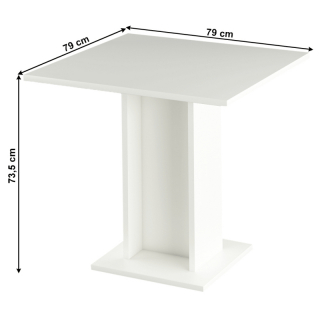 Jedálenský stôl, biela, 79x79 cm, EUGO obr-2