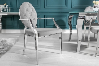LuxD 20107 Dizajnová stolička Rococo II šedá / s opierkami