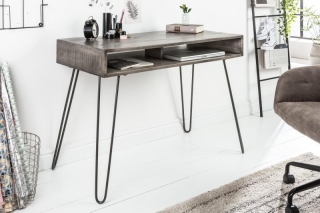 LuxD Dizajnový písací stôl Felix 100 cm, sivé mango obr-1