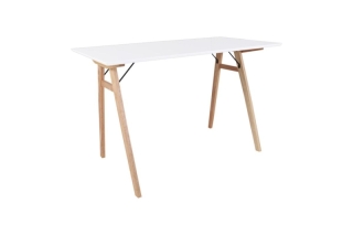 Norddan Dizajnový písací stôl Carmen, biely / prírodný obr-1