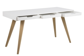 Dkton Dizajnový písací stôl Natalya 141cm, biely obr-2