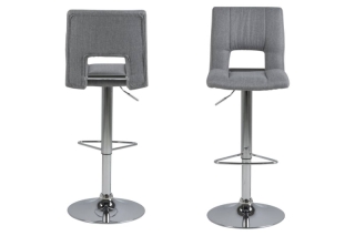 Dkton Dizajnová barová stolička Nerine, svetlo šedá a chrómová obr-2