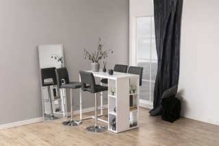 Dkton Dizajnová barová stolička Nerine, tmavo šedá a chrómová obr-4