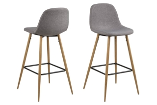 Dkton Dizajnová barová stolička Nayeli, svetlo šedá a prírodná obr-1