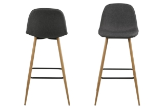 Dkton Dizajnová barová stolička Nayeli, šedá a prírodná obr-1