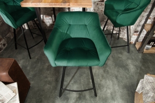 LuxD Dizajnová barová stolička s podrúčkami Giuliana 100 cm zelený zamat obr-1
