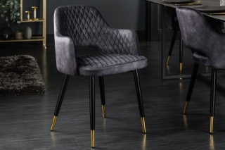 LuxD 24295 Dizajnová stolička Laney sivý zamat obr-1