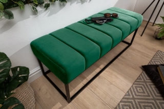 LuxD Dizajnová lavica Halle 110 cm zamat - smaragdová zelená obr-2