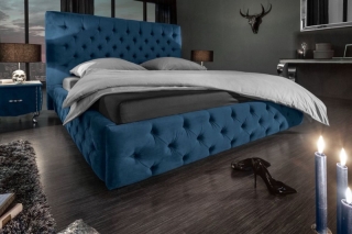 LuxD Dizajnová posteľ Laney 160x200 cm tmavomodrý zamat obr-1