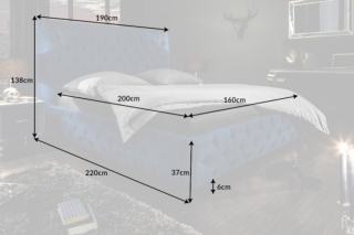 LuxD Dizajnová posteľ Laney 160x200 cm tmavomodrý zamat obr-4